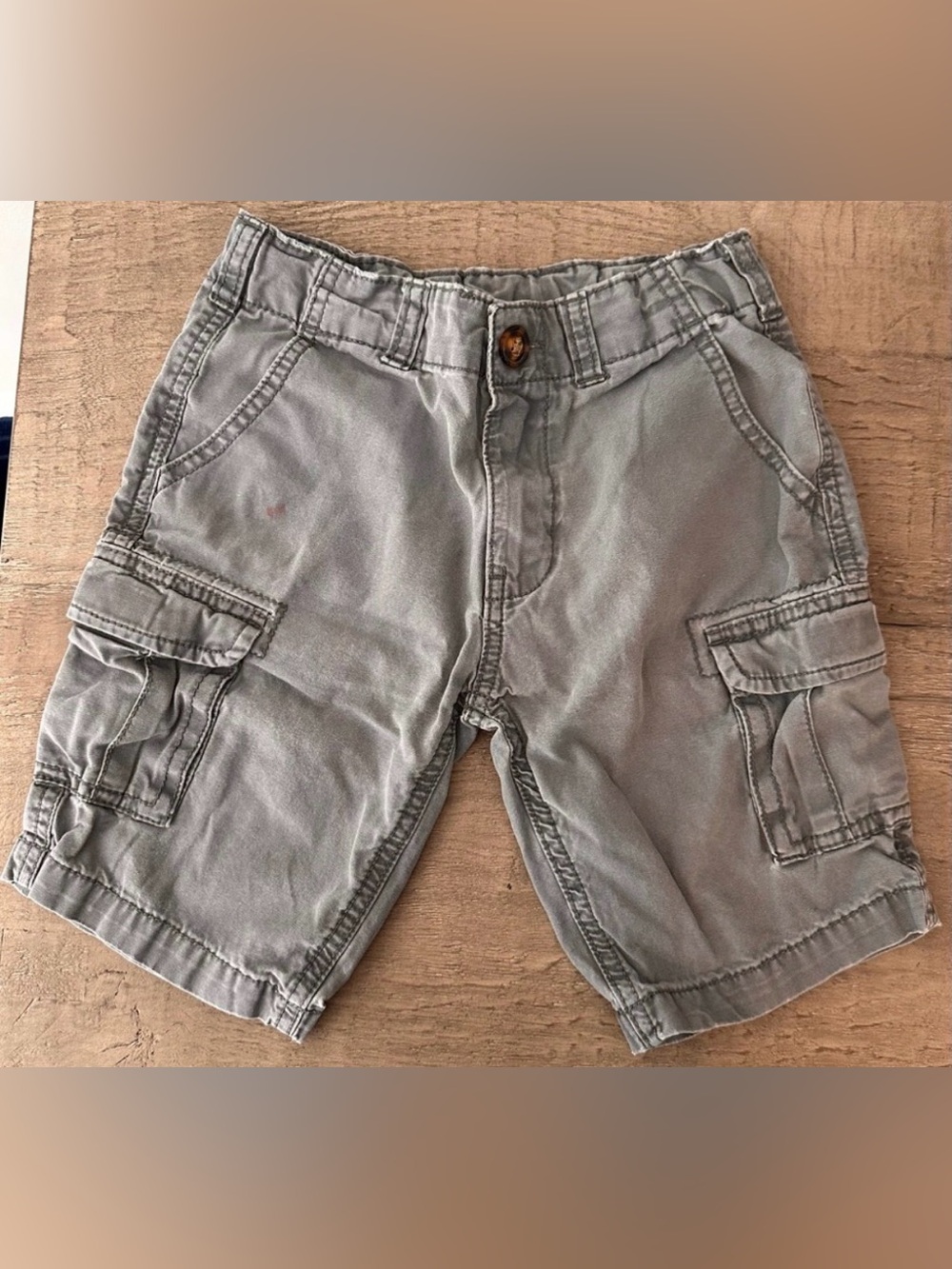 KIDS CARTERS DISTRESSED GRAY COTTON CARGO SHORTS - SIZE 5
